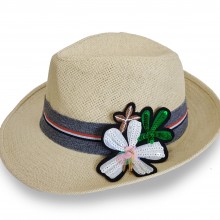 כובע קש לחוף ולים עם פרח