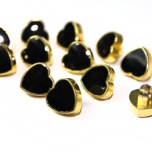 50 כפתורים לבבות שחורים עם מסגרת זהב